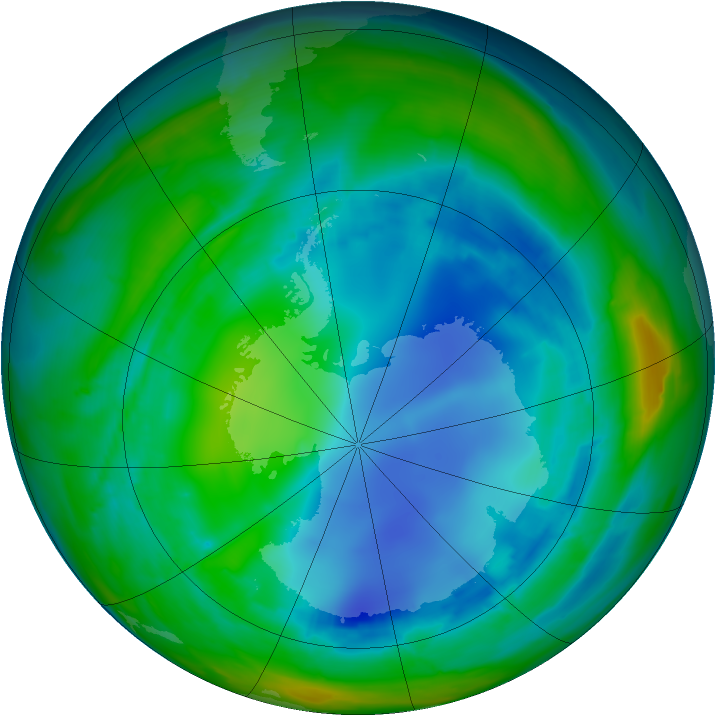 Antarctic ozone map for 09 August 2008